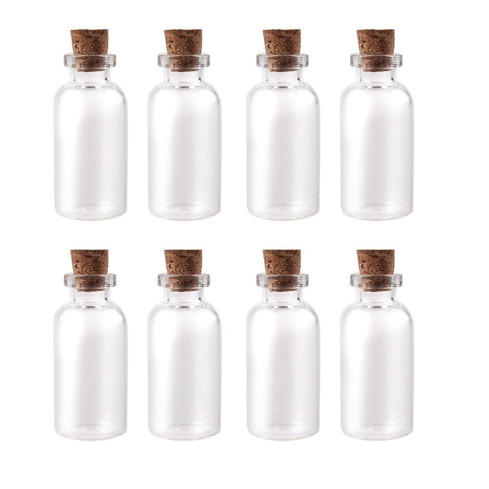 Mini Clear Glass Jars Bottles with Cork Stoppers for Arts & Crafts, Projects, Decoration, Party Favors - Size: 1-1/2" Tall X 3/4 Inches Diameter (24)