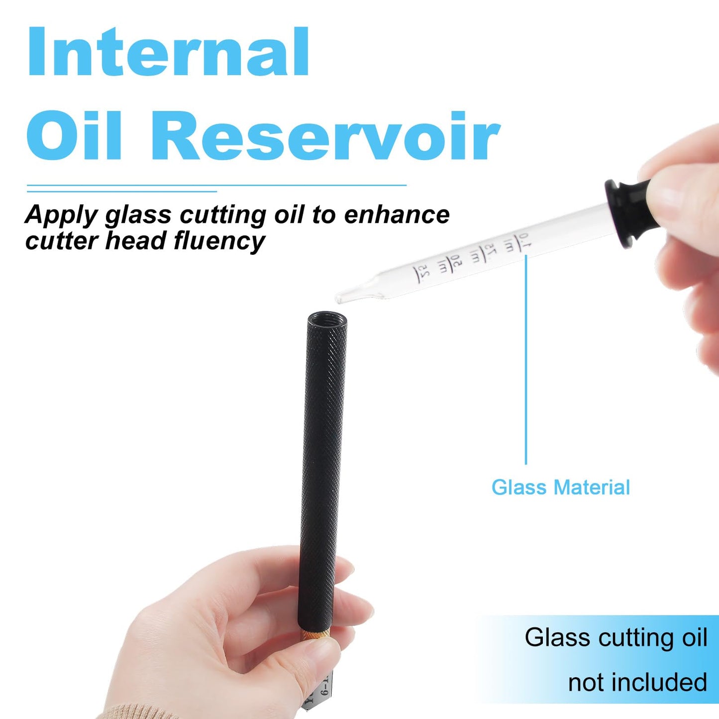 Glass Cutter(2-20mm), Glass Cutting Tool for Thick Glass, Pencil Style with Automatic Oil Feed, Carbide Tip & Ergonomic Handle for Mirrors, Tiles & Mosaics