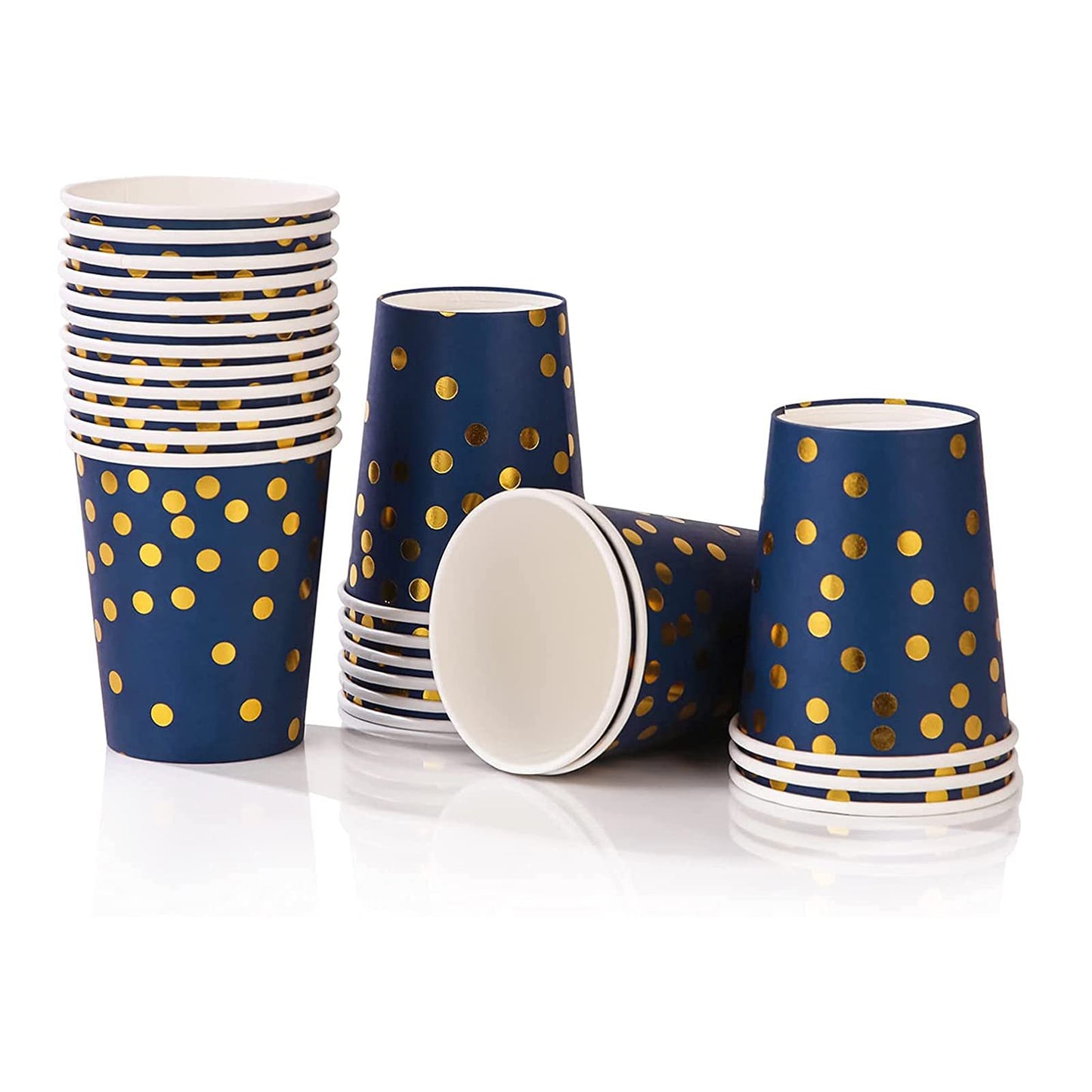 160PCS Disposable Cutlery Set for 20 Guests Blue and Gold Party Cutlery Set Includes Dinner Plate Salad Plate Napkin Cup Knife Fork Spoon for Birthday Party Wedding
