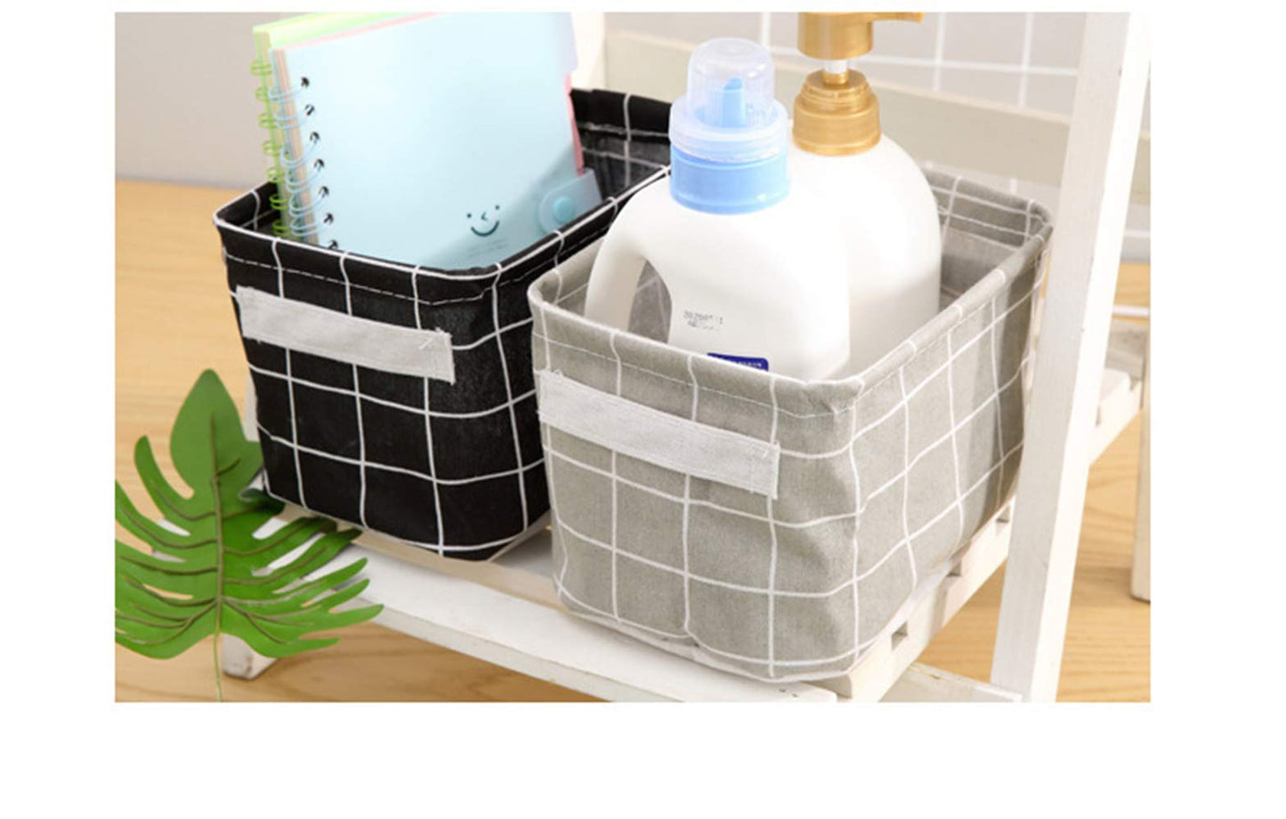 AARAINBOW 3 Packs Storage Basket Bins Canvas Mini Storage Cubes Storage Basket for Makeup, Toys Liners, Books Storage Baskets with Handles for Shelves & Desks(3 Black)