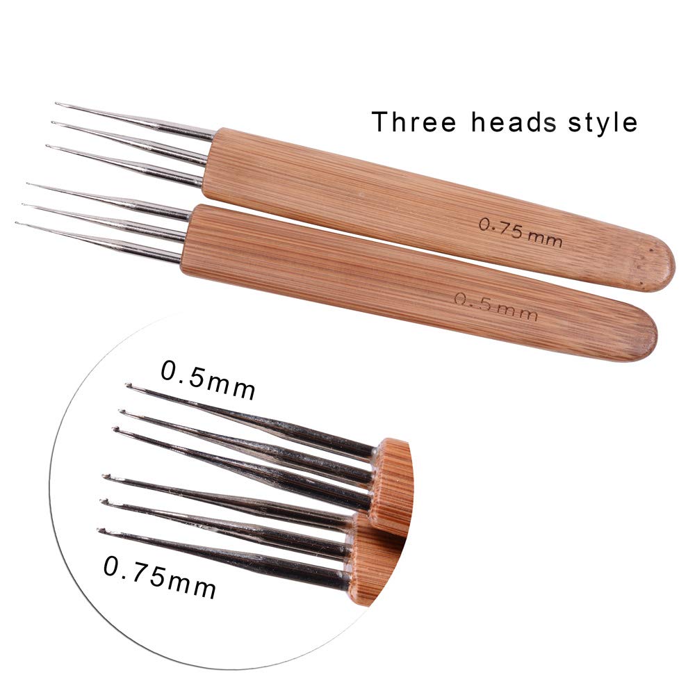 3 Pcs/Set Dreadlock Crochet Hook for Hair Dreadlock Needle Tool for Braid Craft Dread Locks Crochet Needles 0.75mm (1 Hook 2 Hooks 3 Hooks)