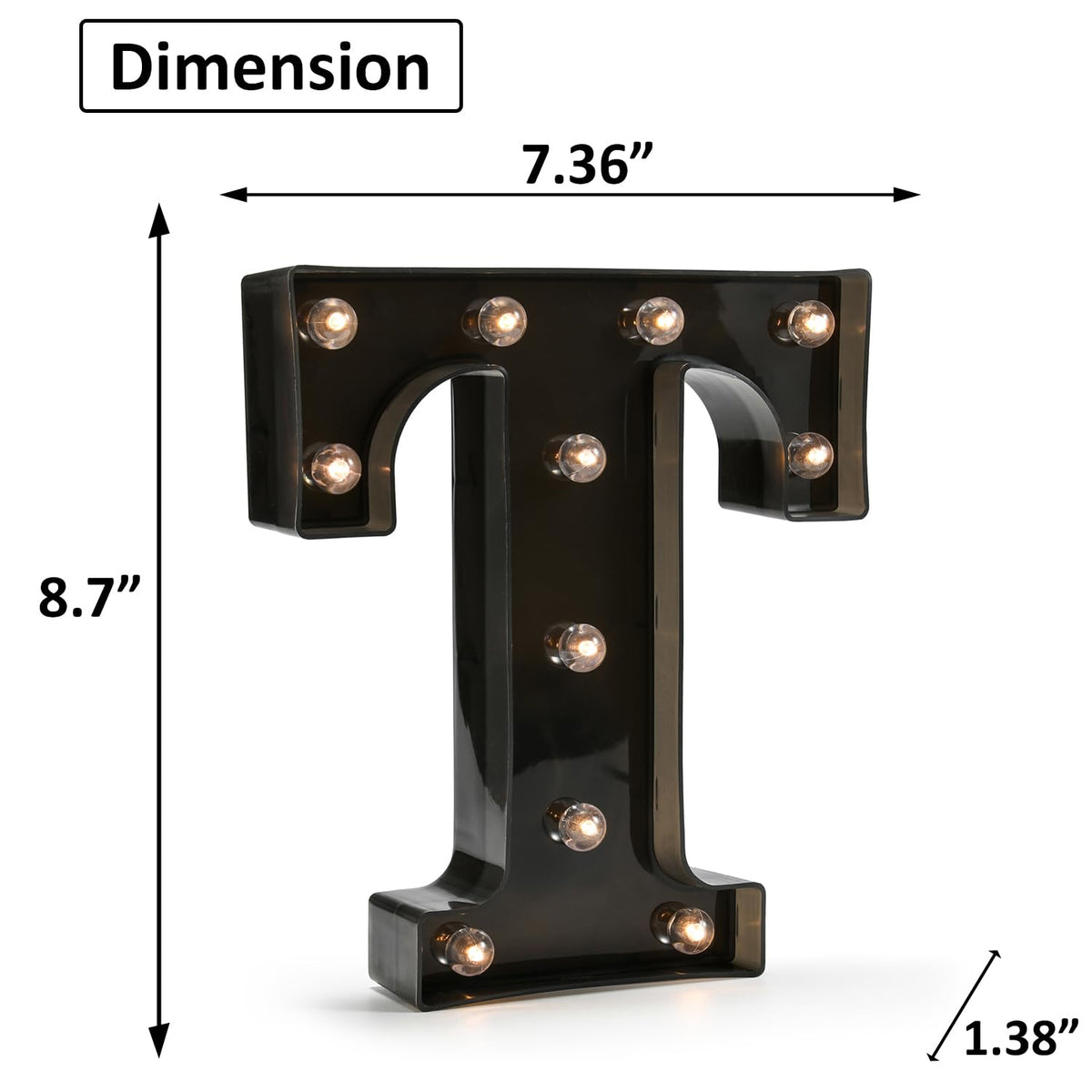 Light Up Black Alphabet Marquee Letters Sign LED Marquee Number Lights Sign for Night Light Home Bar Christmas Lamp Birthday Party Wedding Decoration T