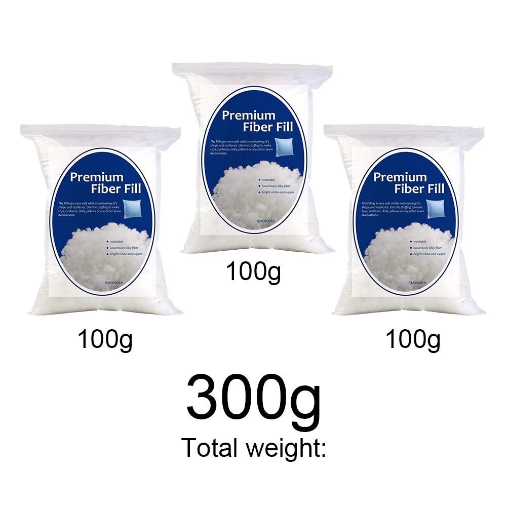 Bupete 300g/10.5oz Polyester Fiber Fill, Premium Fiber Fill Stuffing, Fluff Stuffing High Resilience Fill Fiber for Stuffed Animal Crafts, Pillow Stuffing, Cushion Stuffing