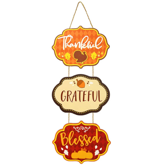 SPIPHY Thanksgiving Welcome Sign, Wooden Blessed Door Sign Fall Hanging Decoration for Home Farmhouse Harvest Thanksgiving Decor