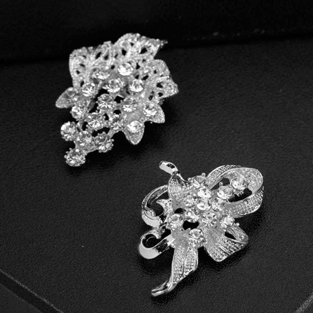 Ezing Lot 24pc Shining Rhinestone Crystal Brooches Pins DIY Wedding Bouquet Kit (A)