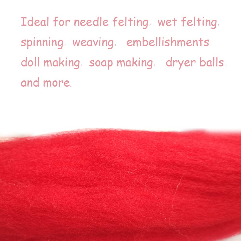 Wool Roving Bulk - 8.82oz Super Wool Chunky Yarn, Wool Roving Top for Needle Felting, Soft Felting Wool Supplies for Hand Spinning, Blending, Weaving and DIY Craft