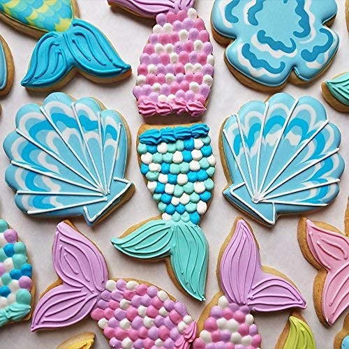 Mermaid Ocean Cookie Cutters 3-Pc Set Made in USA by Ann Clark, Mermaid Tail, Starfish, Seashell