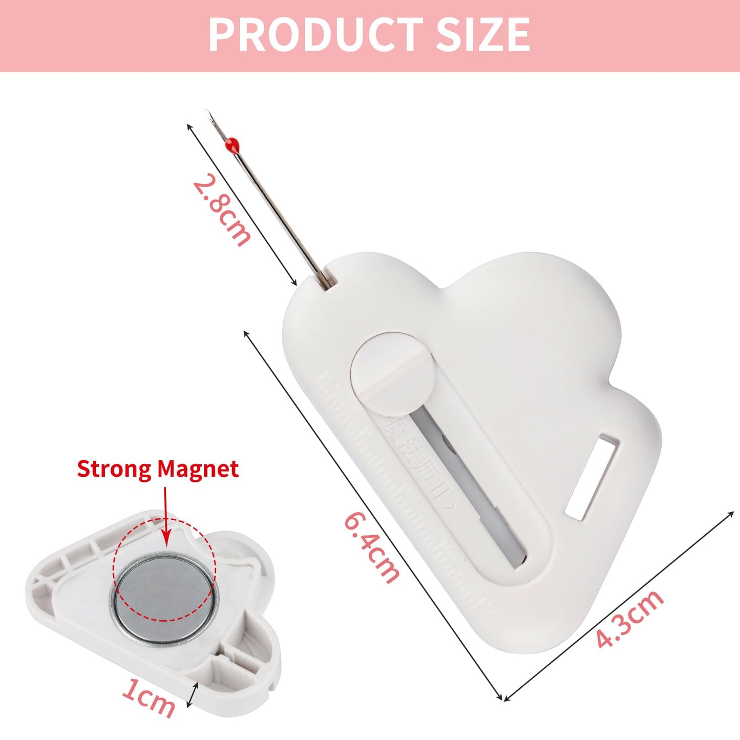 TOOVREN Magnetic Seam Guide for Sewing Machine with Seam Ripper Thread Remover Tool Multifucntional Magnetic Sewing Guide Hemmer with Scale Universal Sewing Supplies and Accessories(White)