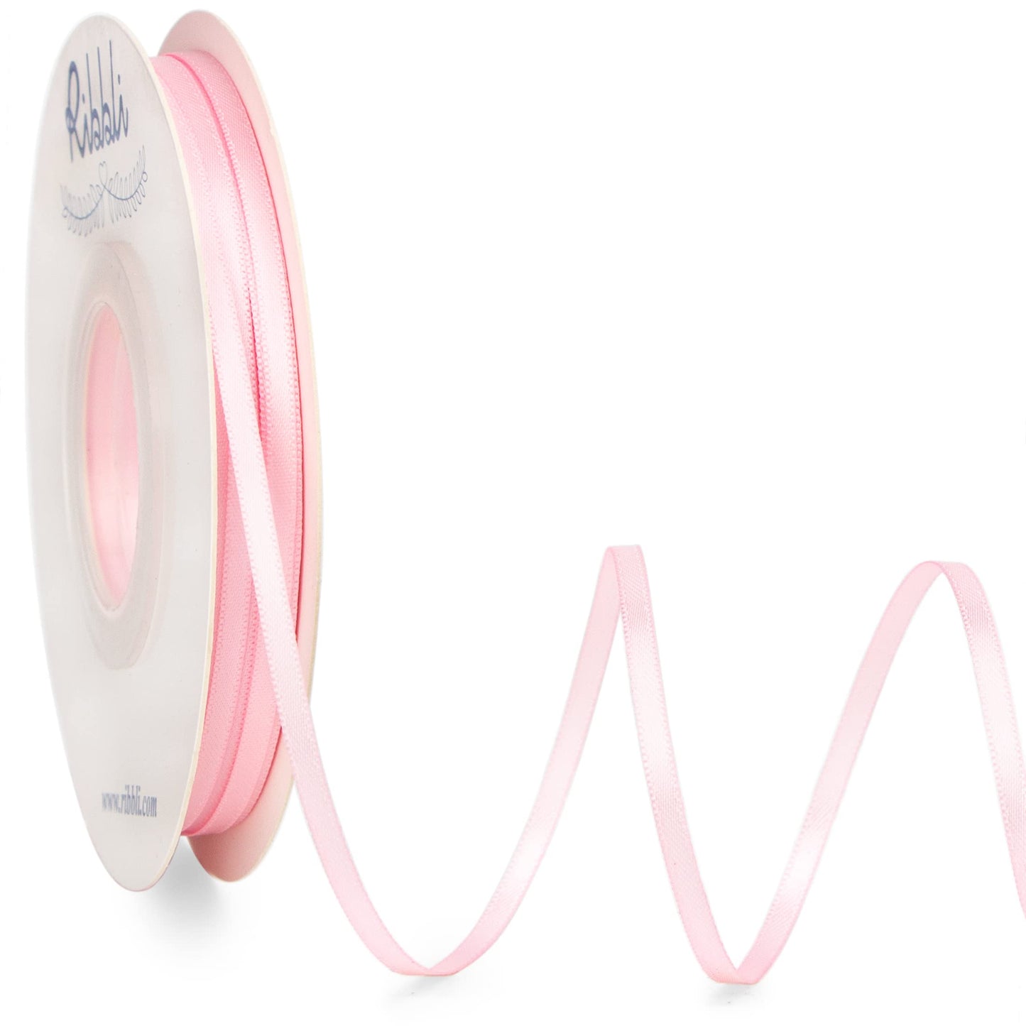 Ribbli Light Pink Double faced Satin Ribbon,1/8” x Continuous 50 Yards,Use for Bows Bouquet,Gift Wrapping,Baby Shower,Floral Arrangement