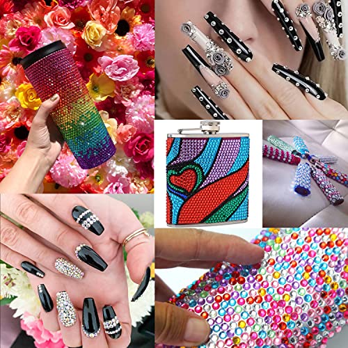 Flat Back Rhinestone Kits Colorful Rhinestones+Crystal AB&Transparent White Gems With Quick Dry Makeup Glue+Picker Pencil+Tweezer For Nail Art And Face Make-up