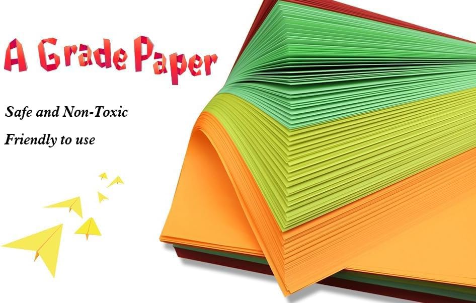 BUBU Origami Paper Kit 1000 Sheets 6 Inch Square Double Sided Color 20 Vivid Colors for Beginners Trainning and School Craft Lessons