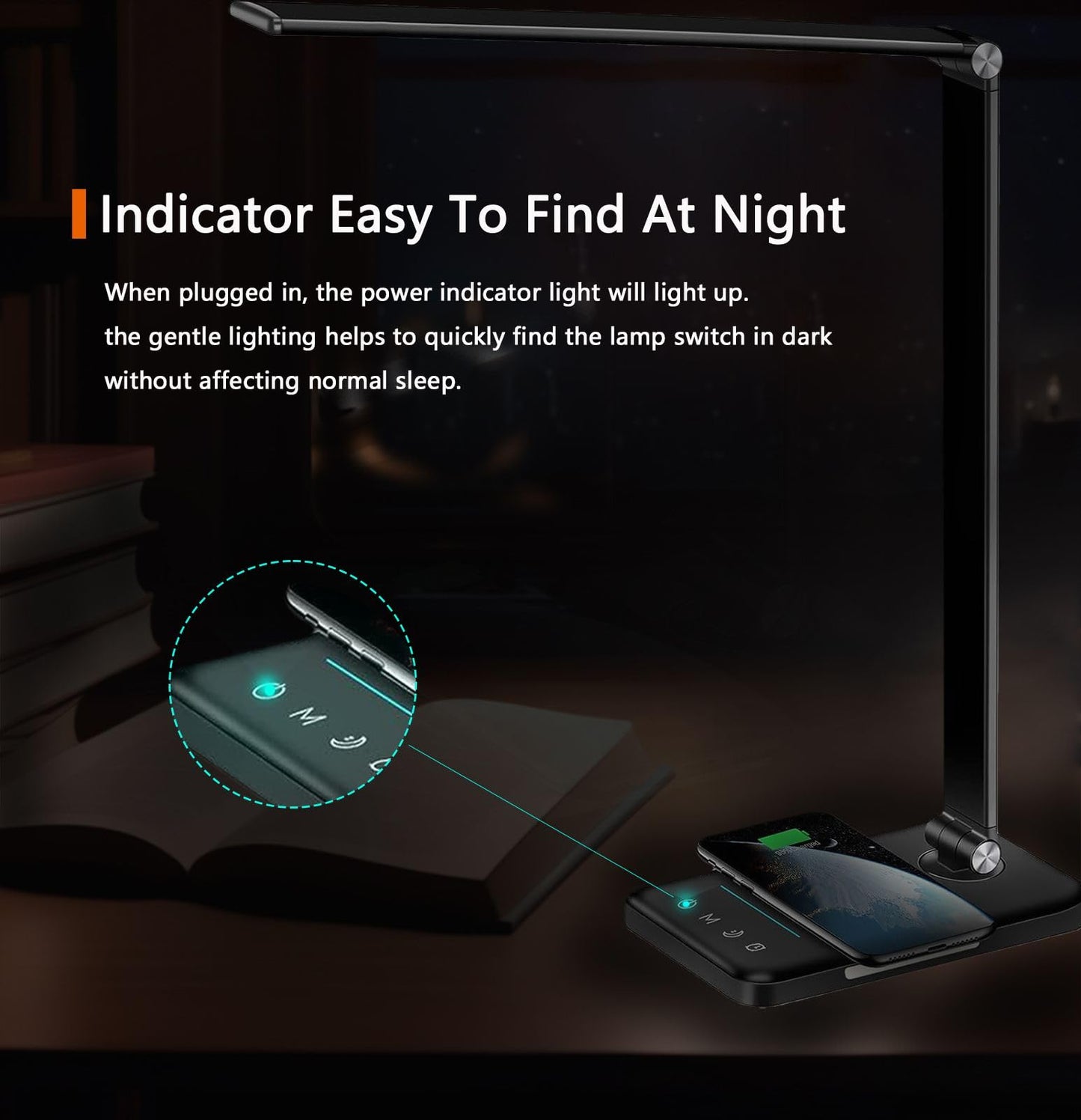 AFROG 8-in-1 LED Desk Lamp with 10W Fast Wireless Charger,USB Charging Port,Desk Lamps for Home Office,5 Color Mode 7 Brightness Desk Light Night Light,40Min Timer, Reading Table Lamp for Bedroom