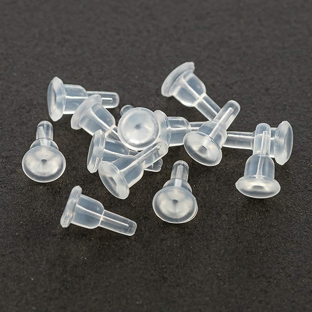 Clear Silicone Earring Backs - 150 Pcs / 75 Pairs Hypoallergenic Secure Push-Back Earring Stoppers for Stud Earrings, 10x6mm Full-Cover Studs Dust-Proof…