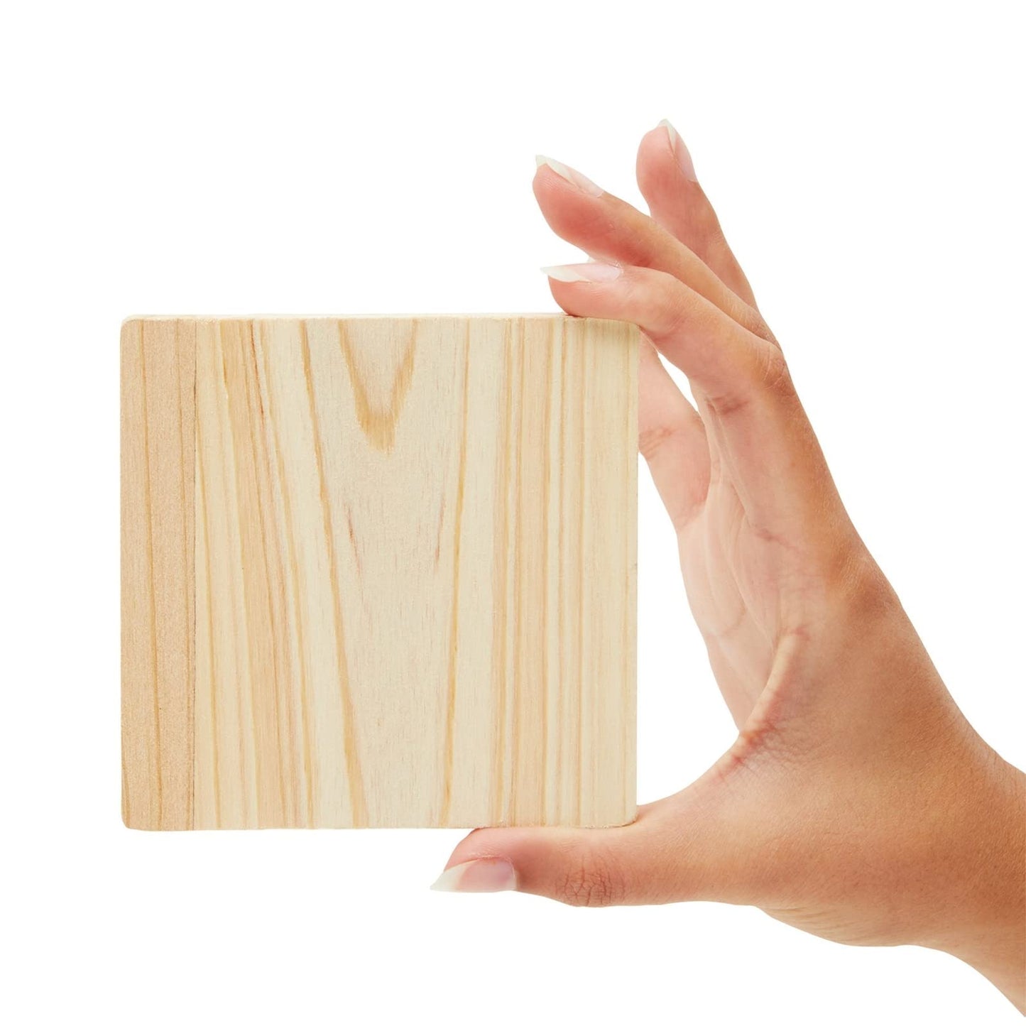 Sustainable Greetings Juvale 12 Pack Unfinished Wooden Coasters, Blank Wood Crafts Squares for DIY with Non-Slip Foam Dots (3.7 in) - Wood Coasters for Crafts