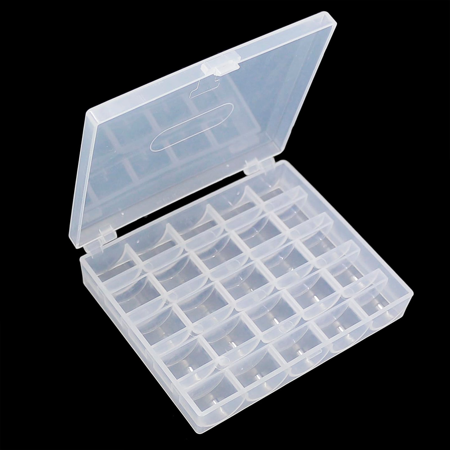 Bobbin Box, Bobbin Organizer Plastic Case, Transparent 25 Slots Empty Bobbins Spools Box, Sewing Craft Plastic Case Storage Box for Sewing Machine (1Pcs Box)