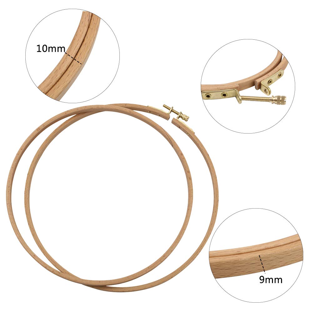 2 Pack 5 Inch Embroidery Hoop, Guofa 13CM Beech Wood Cross Stitch Hoops, Hanging Embroidery Frame Hoop for Decoration