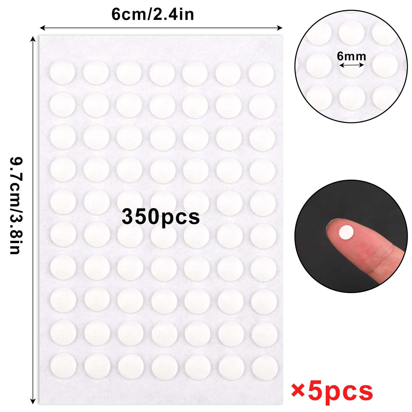 BUSOHA 350 PCS Double-Sided Adhesive Dots, 6mm Clear Removable Sticky Adhesive Putty,Glue Acrylic No Trace Sticky Putty Waterproof Dot Stickers for Balloons, Envelopes, Notes, Photos