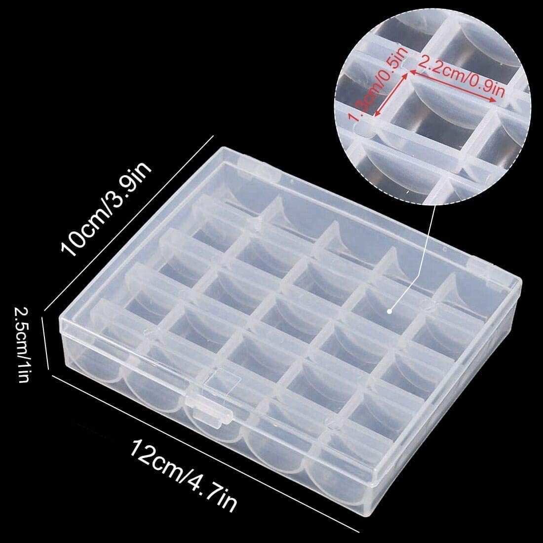 Bobbin Box,Machine Bobbin Organizer Plastic Case,Transparent 25 Slots Empty Bobbins Spools Box，Sewing Craft Plastic Case Storage Box for Sewing Machine