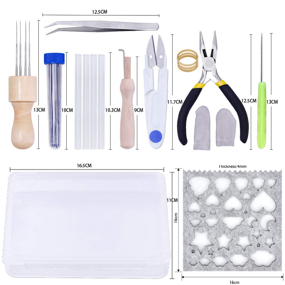 Needle Felting Kit Wool Roving 40 Colors Set,Felting Needle with Eight Needles Tool,Wool Felt Tools with Felting Tool Instruction Included for Felted Animal Needle Felting Supplies