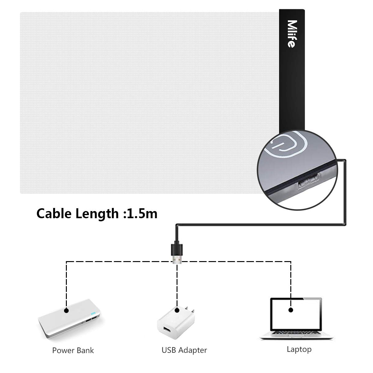 Mlife A4 LED Light Pad - Diamond Art Light Box Tracing Light Board with 3 Brightness, Ideal for Sketching, Animation, Drawing Light Box with 4 Fasten Clips