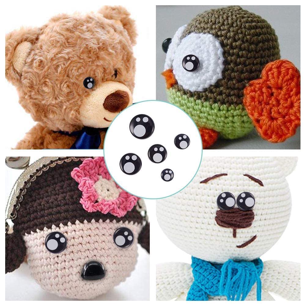 PH PandaHall Resin Safety Eyes, 100pcs 5 Size Craft Eyes Black Stuffed Crochet Eyes Kawaii Eyes with 100pcs Washers for Teddy Bear, Amigurumi Craft, Puppet, Plush Animal Making (8/10/ 12/14/ 16mm)