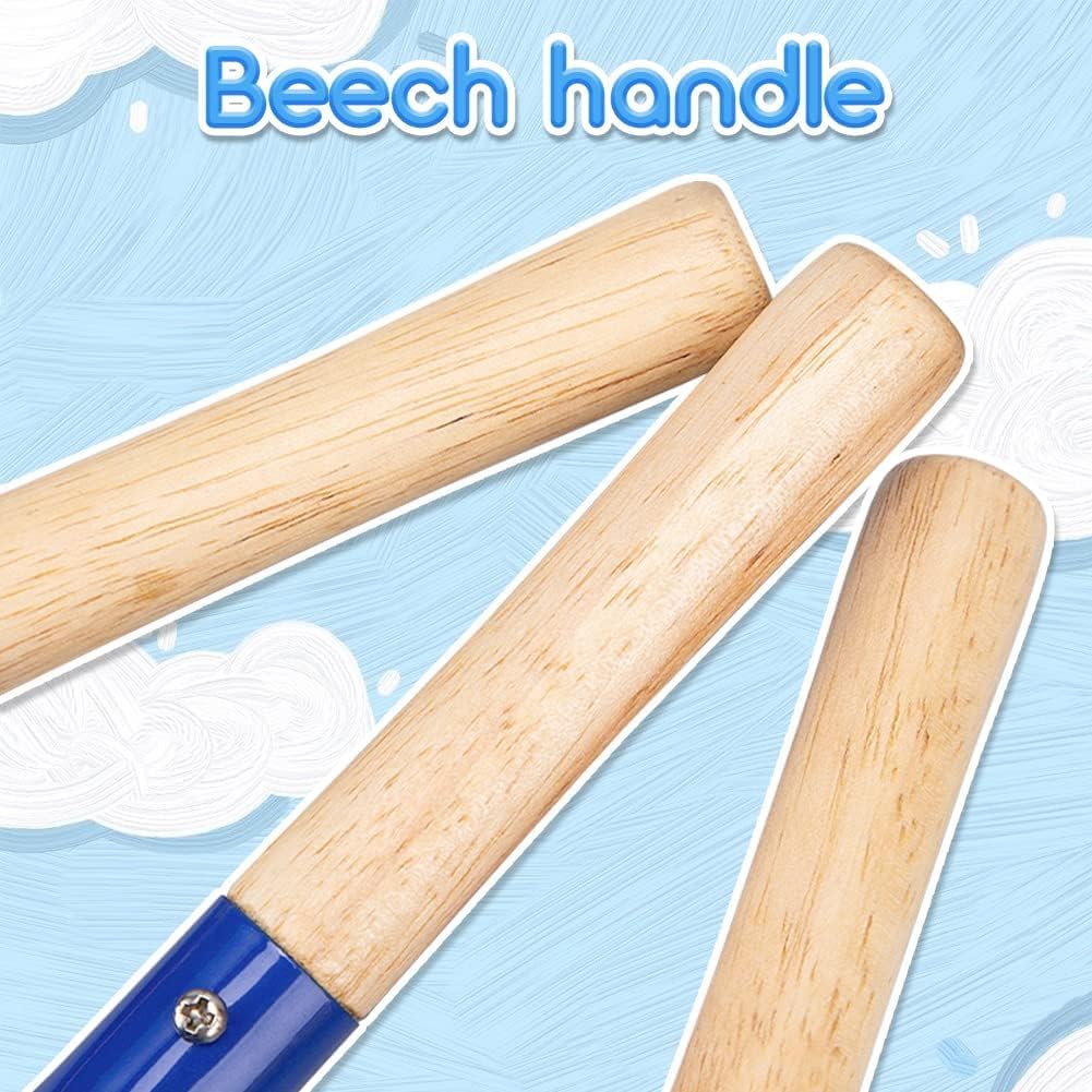 UMUACCAN Beach Toys for Kids, 6Pcs 8'' Kids Gardening Tools Sand Toys Set, Metal Garden Tools with Sturdy Wooden Handle, Cylinder, Spoon, Fork, Rake, Flat & Pointed Shovel, Gifts for Children