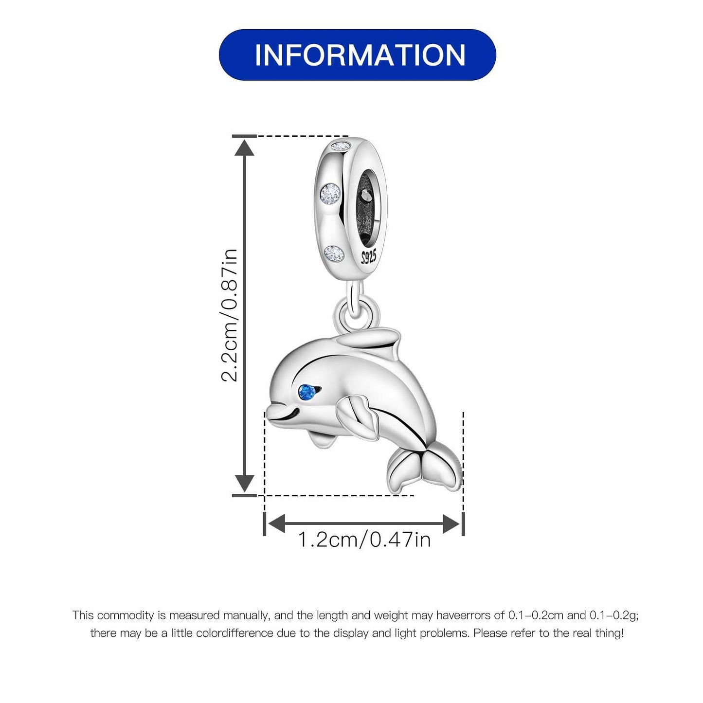 NUJIFFY 925 Sterling Silver Charms Beads for Bracelets Necklaces, Airplane Passport Sister Heart Coffee Music Book Travel Pendant, Pink Color Cute Animal Jewelry Graduation Birth Gifts for Women Men (Dolphin Charms)