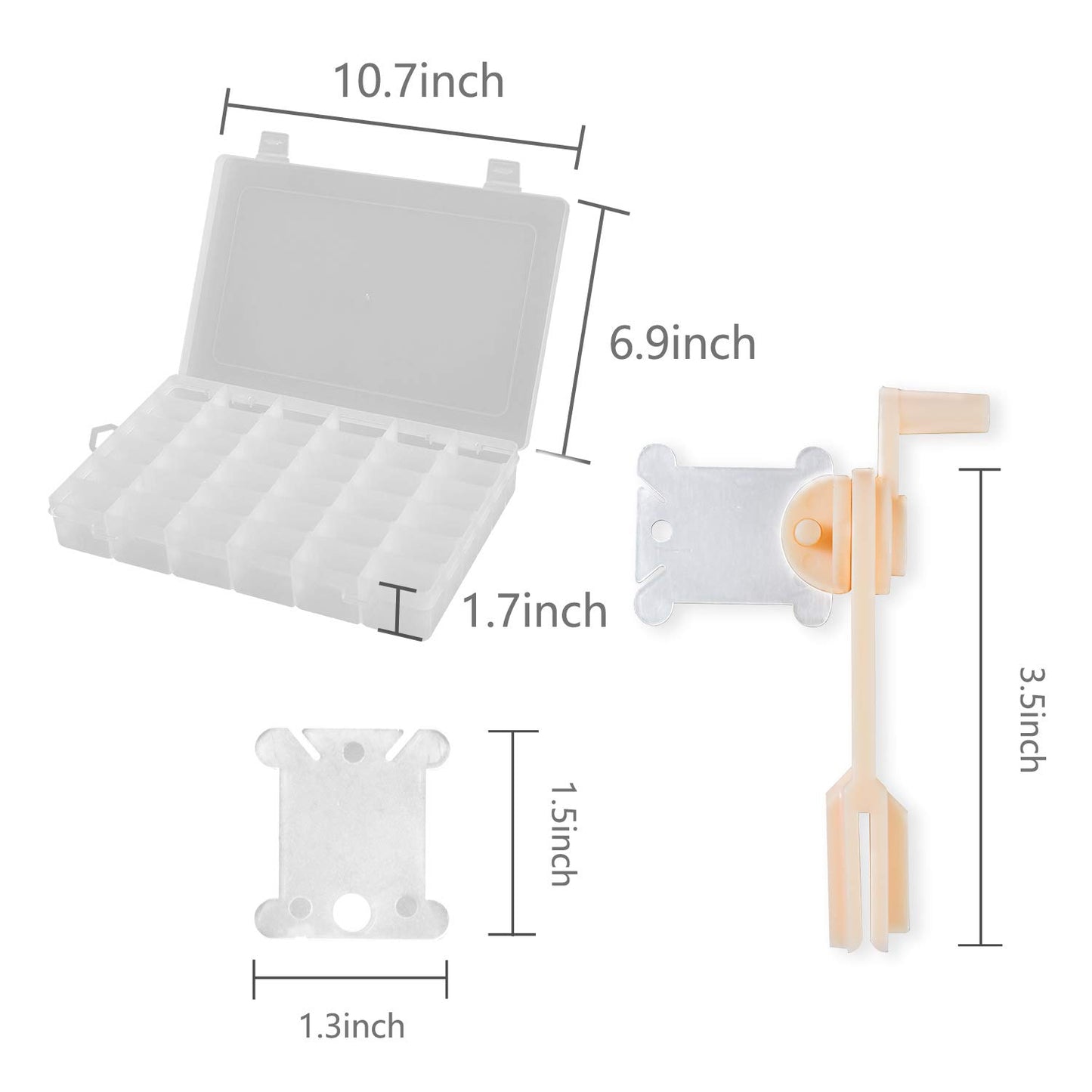 100 Pieces Floss Bobbins and 36 Compartments Jewelry Storage Box, 1 Pieces Floss Winder and 2 Pieces Color Chip