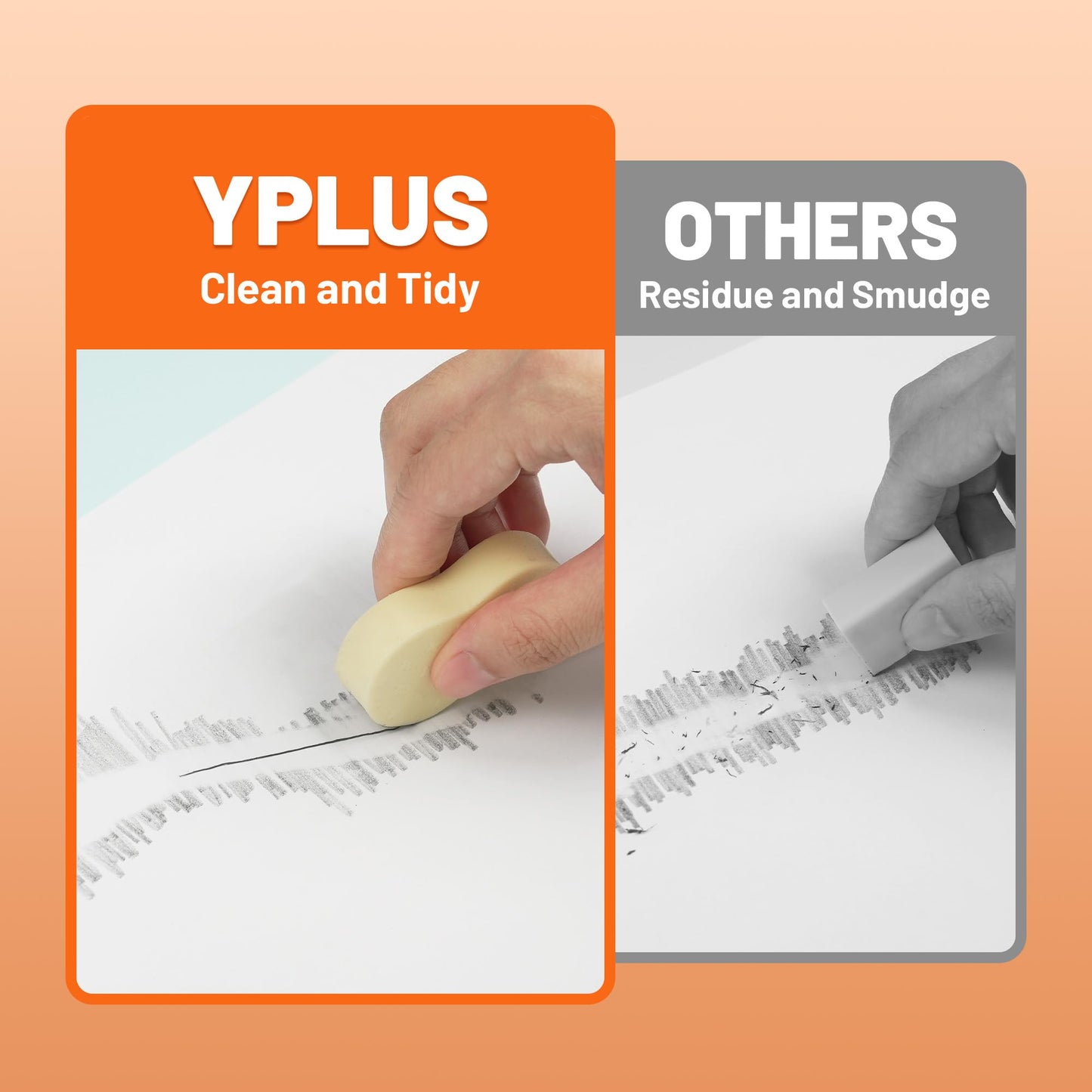 Yplus Eraser Line - Hipolymer Pencil Erasers for School Office, Cute White Rubber Eraser for Kids, Artist No Residues, 6 Pcs Stocking Stuffers for Kids Toddler