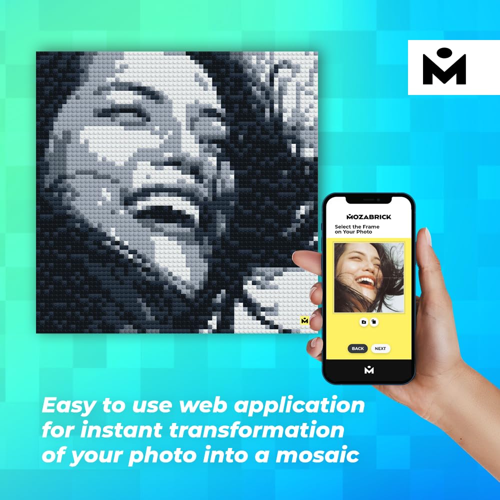 MOZABRICK Photo Construction Set Model S - Transform Any Picture into a Mosaic Wall Art Using Our Constructor and Web App. Infinite Pixel Art Possibilities Using Your Photos!