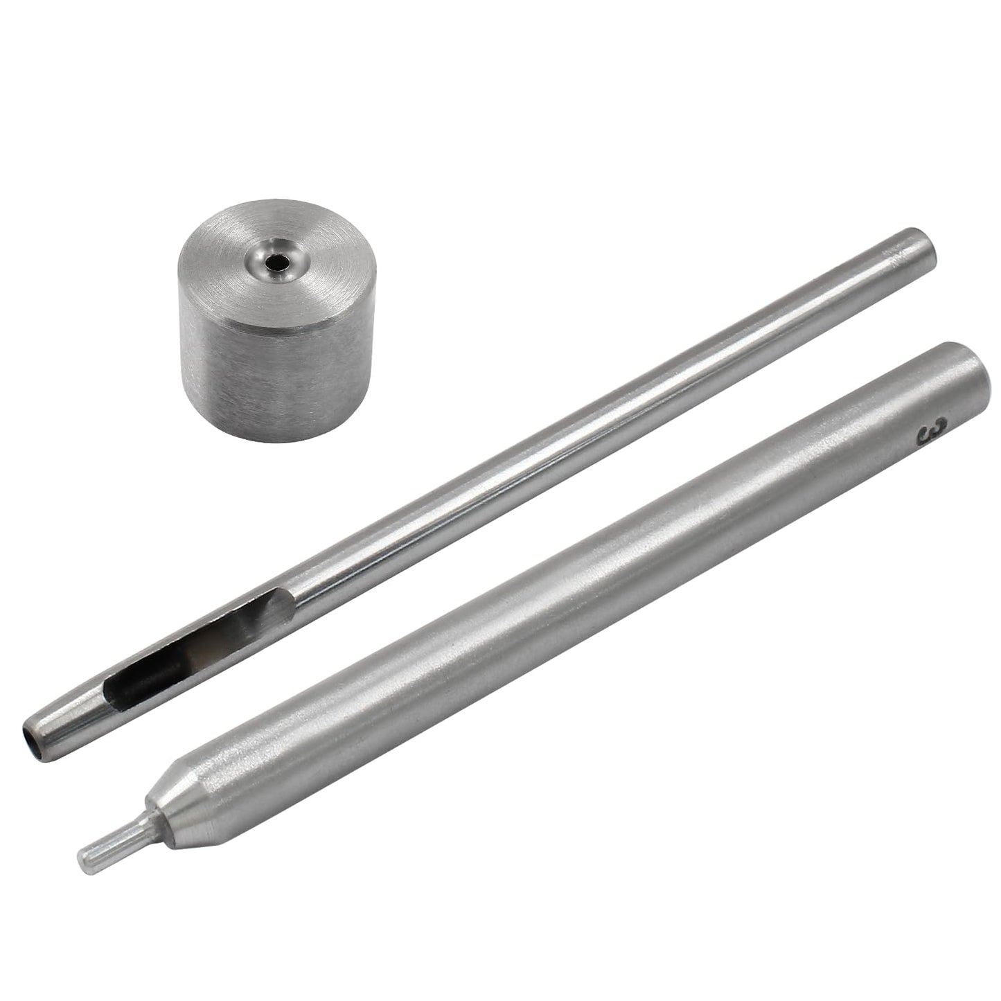 Litoexpe Eyelet Hole Punch Die Tool, 3mm Grommet Setter Hollow Punch (Includes Base & Ram) for Leather Craft Clothing Handbag Fabric Curtain DIY