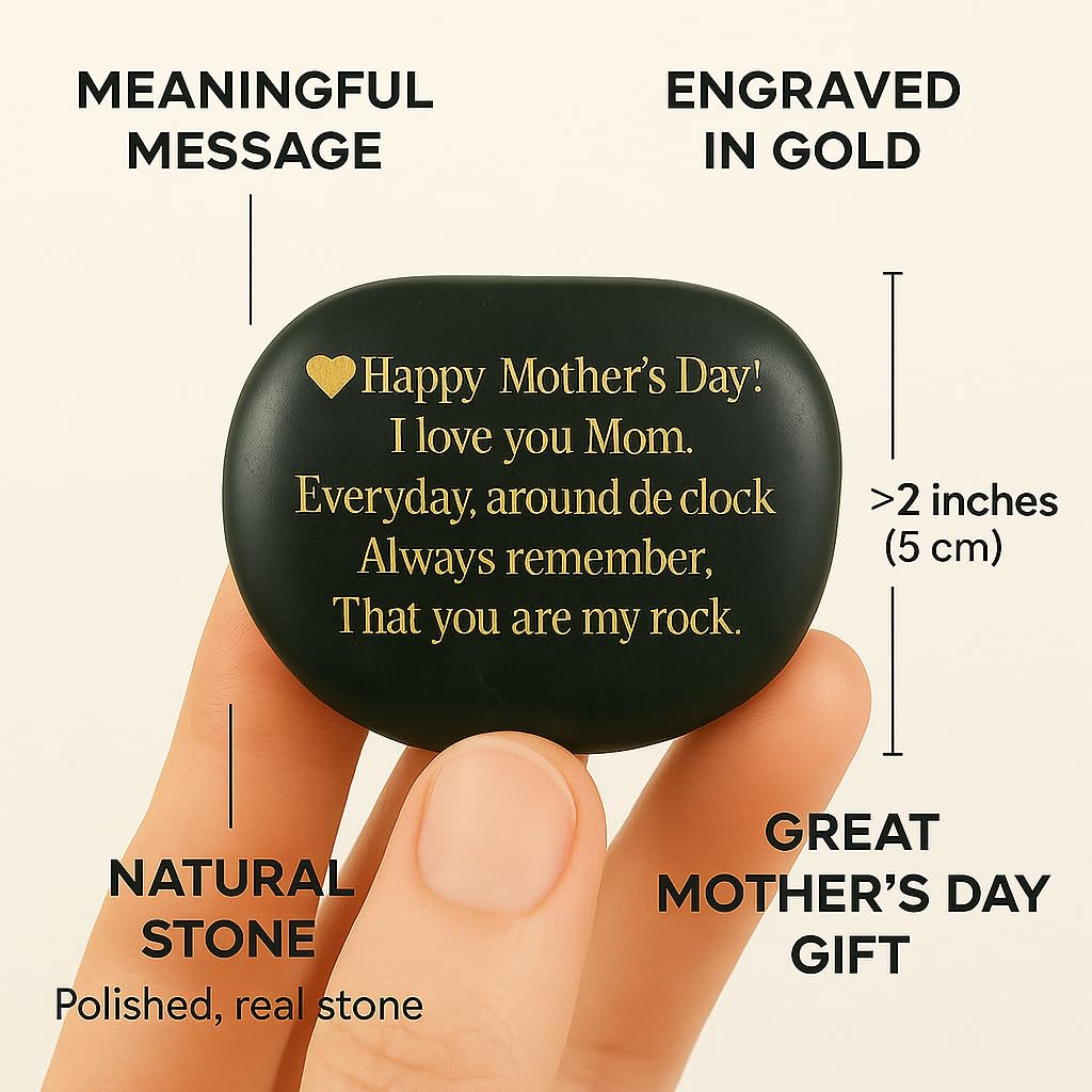 from Daughter or Son Happy Mother's Day. I Love You mom. Everyday, Around The Clock, Always Remember, That You are My Rock. Engraved Rock Unique Rare