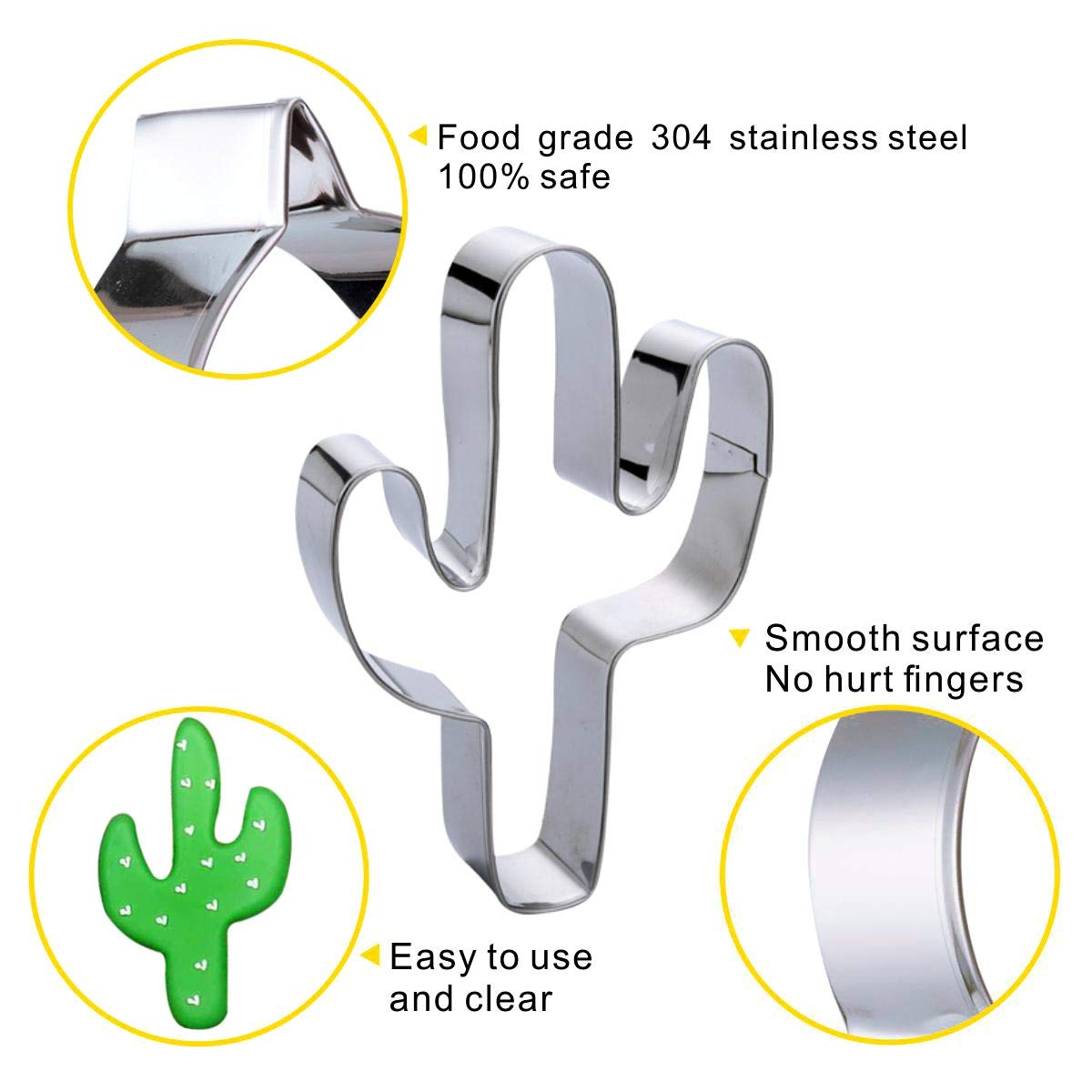 Heboland Fiesta Mexican Cinco de Mayo Cookie Cutter Set Party Decorations - 6 Pieces 4in Large Donkey Pinata Cactus Sombrero Taco Maraca Plaque Stainless Steel Fondant Molds