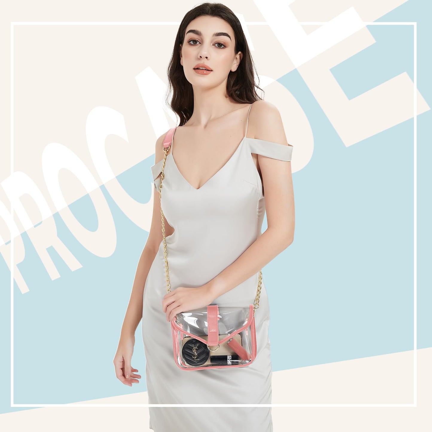 ProCase Clear Purse for Women, Crossbody Handbag Stadium Approved See Through Shoulder Bag for Concert Game Sport Event