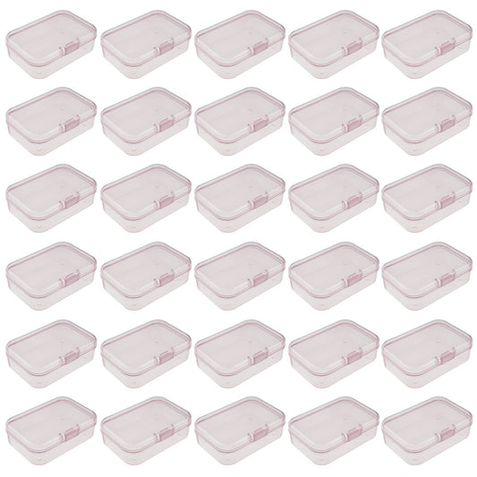 Goodma 30 Pieces Mini Rectangular Plastic Boxes Empty Storage Organizer Containers with Hinged Lids for Small Items and Other Craft Projects (Pink, 2.6 x 1.8 x 0.8 inch)