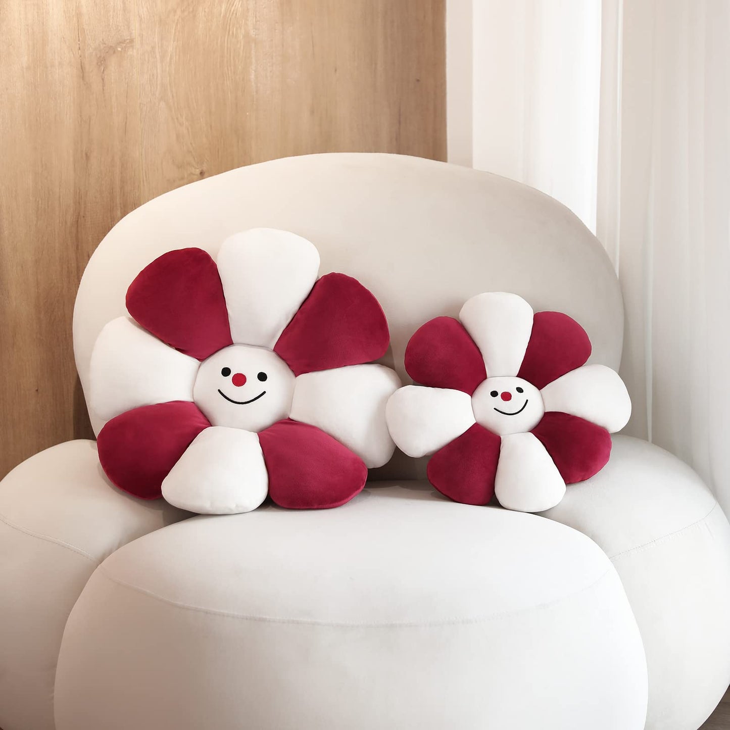 Sioloc Flower Pillow,Flower Shaped Throw Pillow Christmas Decor Flower Floor Pillow,Seating Cushion,Cute Room Decor & Plush Pillow for Bedroom Sofa Chair(Snowman, 15.7Inch)