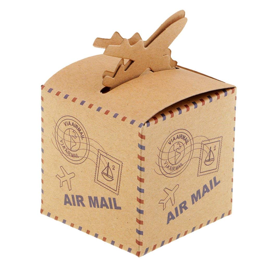 50pcs Travel Theme Airplane Kraft Paper Bag Wedding Favor Paper Bag Sweets Chocolate Candy Boxes Gift Boxes Wedding Birthday Party Favor
