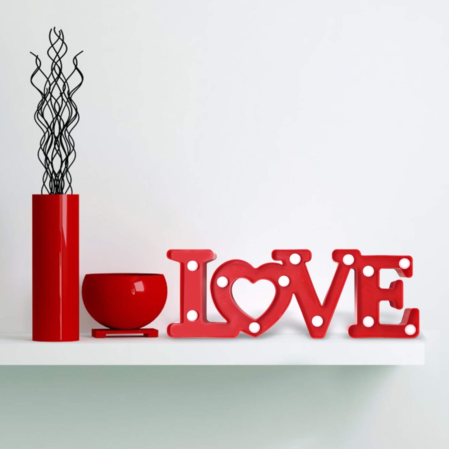 Love Sign with Lights - Valentines Day Decoration - Love Marquee Letters - Romantic Lighted Table Top Decor for Wedding & Home - Red - CHEERIN