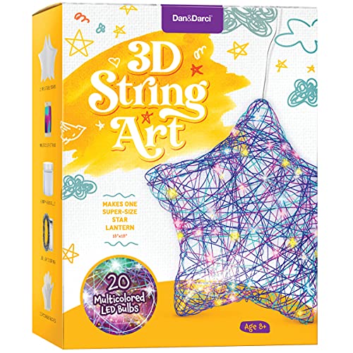 Dan&Darci 3D Light Up String Art Kit for Kids - Star Lantern Making Kit w/ 20 LEDs - Kids Easter Gifts - Crafts Set for Girls and Boys Ages 8-12 Kid - Kits for Age 8, 9, 10, 11, 12 Year Old Girl Gift
