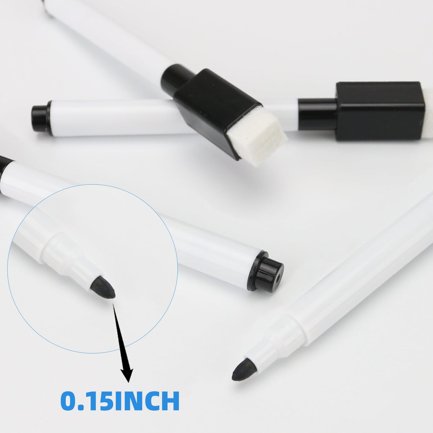 JEFURE 50 Pcs Black Magnetic Dry Erase Markers with Eraser Cap, White Board Mini Dry erase Markers Bulk, Fine Point Tip Student White Board Markers for Teachers Office School Supplies