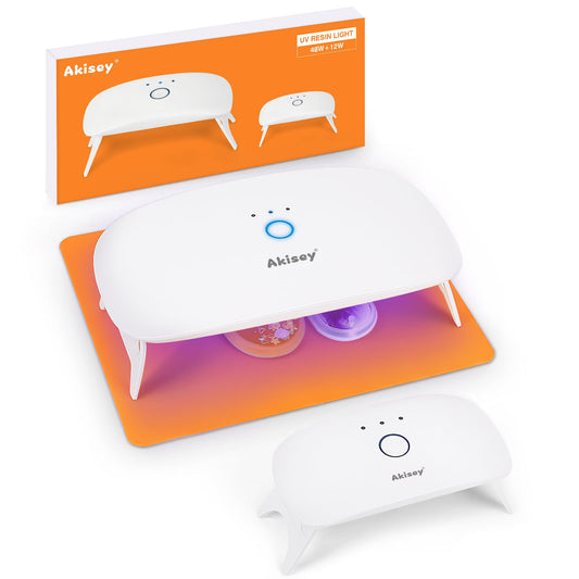 2 Pack UV Light for Resin - Large Size Foldable UV Resin Light & Portable Mini UV Resin Lamp, akisey Resin Kits for Resin Molds Curing, Jewelry Making, DIY Craft, Fast Curing & Timing Function