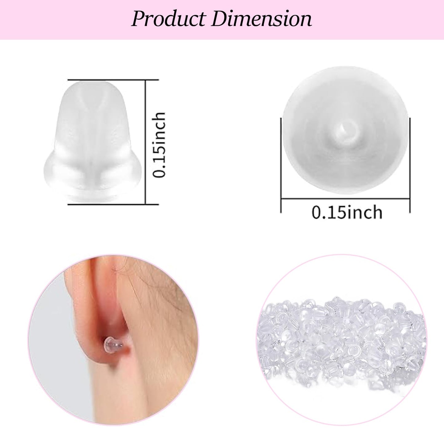 Rubber Earring Backs Soft Clear Earring Backings for Studs Hypoallergenic Silicone Earrings Backs Stopper Replacement for Women (100 Pcs)