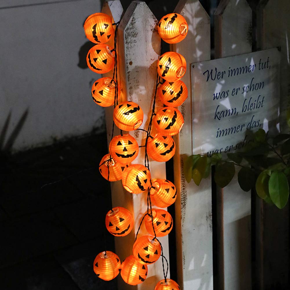 GOOTHY Halloween Pumpkin Lantern String Lights, 8.5Ft Halloween Orange Decorative String Lights with 10 Mini Jack-O- Lanterns Pumpkins, Plug in Outdoor Halloween Lantern Lights for Party Patio Garden