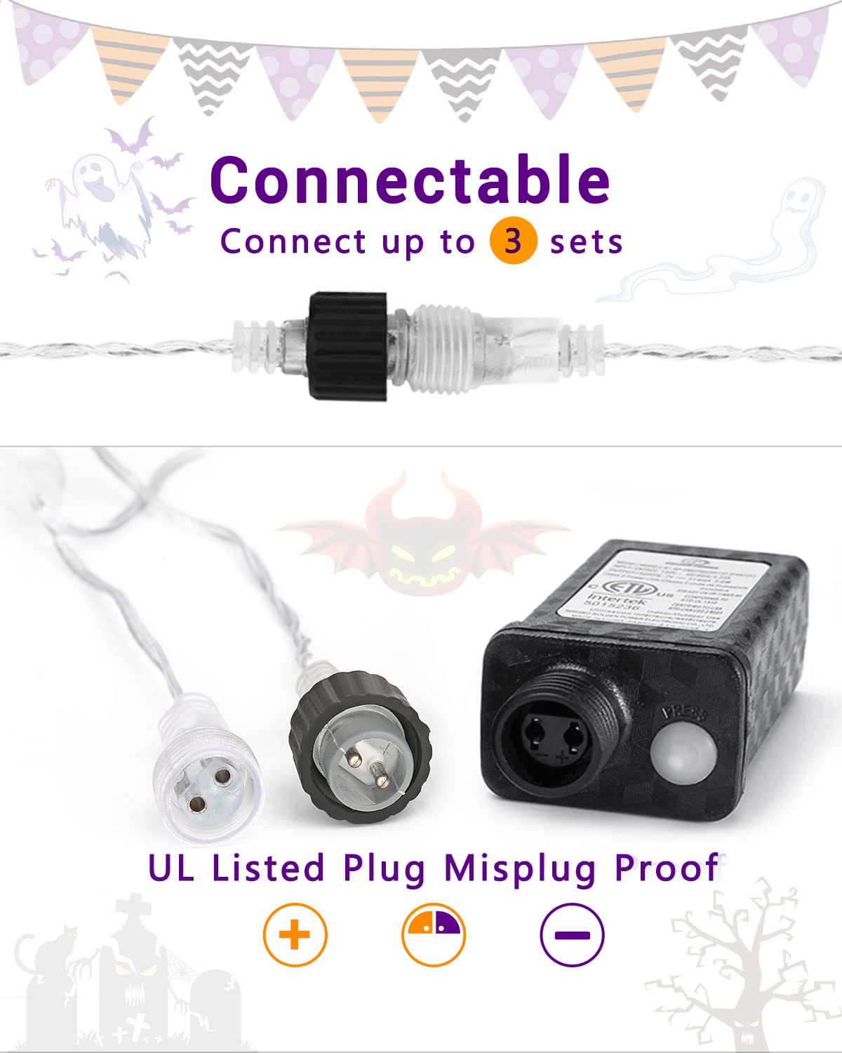 Halloween Lights Outdoor 10 Tubes 240 LED Raindrop Lights Meteor Shower Icicle Lights with Timer Function Cascading Lights Falling Rain Lights for Halloween Orange Purple