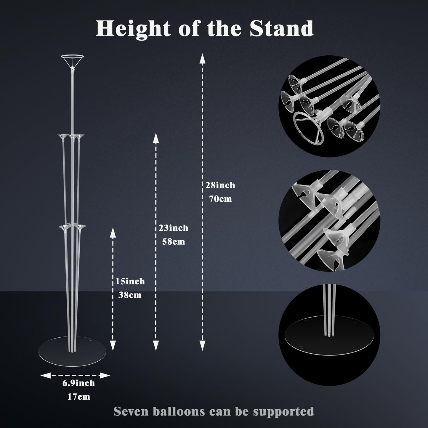 Balloon Stand 8 Set Balloon Sticks with Base Balloon Stands, Balloon Arch Stand for Birthday Decorations, Balloon Arch Kit for Table Balloon Holders for Party Decorations New Year Halloween Wedding