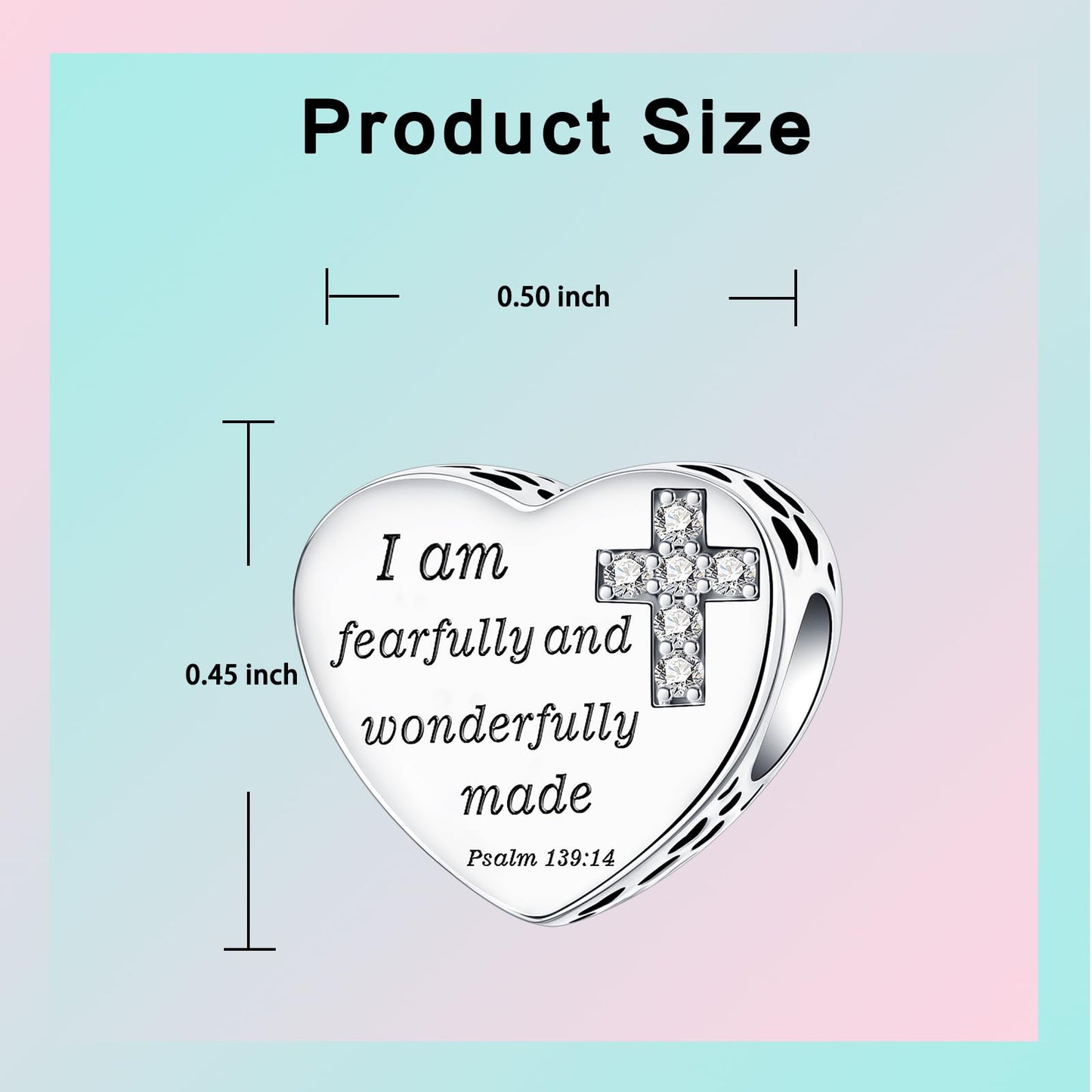 LUXILLA I am fearfully and wonderfully made Psalm 139:14 Charm fits Bracelets Necklace Pendant Bead Charms Jewelry Gift