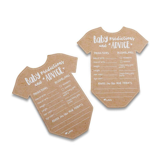 Kate Aspen Baby Predictions for Baby Shower Advice Cards - 50-Count Onesie Shaped Baby Shower Games for Girl or Boy - Gender Neutral Decor, Table Decorations, Activity and Keepsake For New Parents