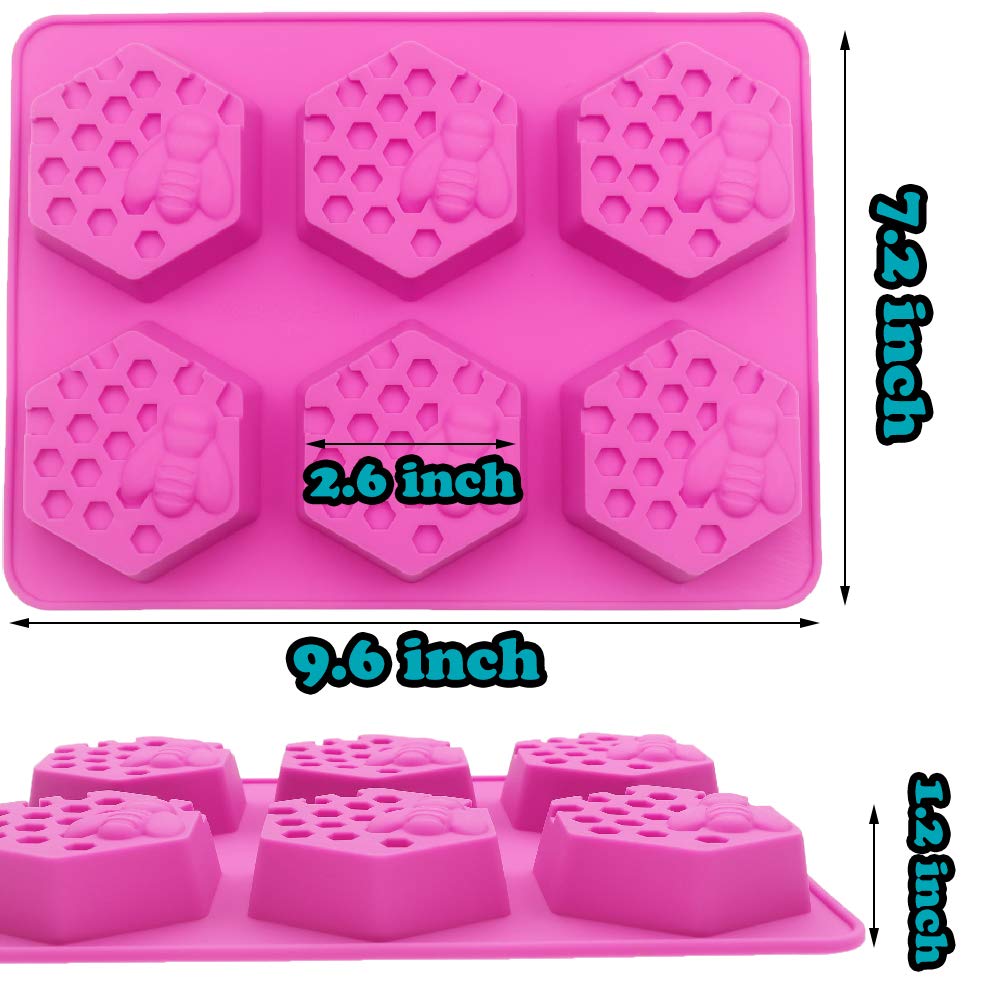 SAKOLLA 2 Pack Honeycomb Soap Molds, Honey Silicone Molds for Handmade Soap, Lotion Bars, Wax Melts, Beeswax