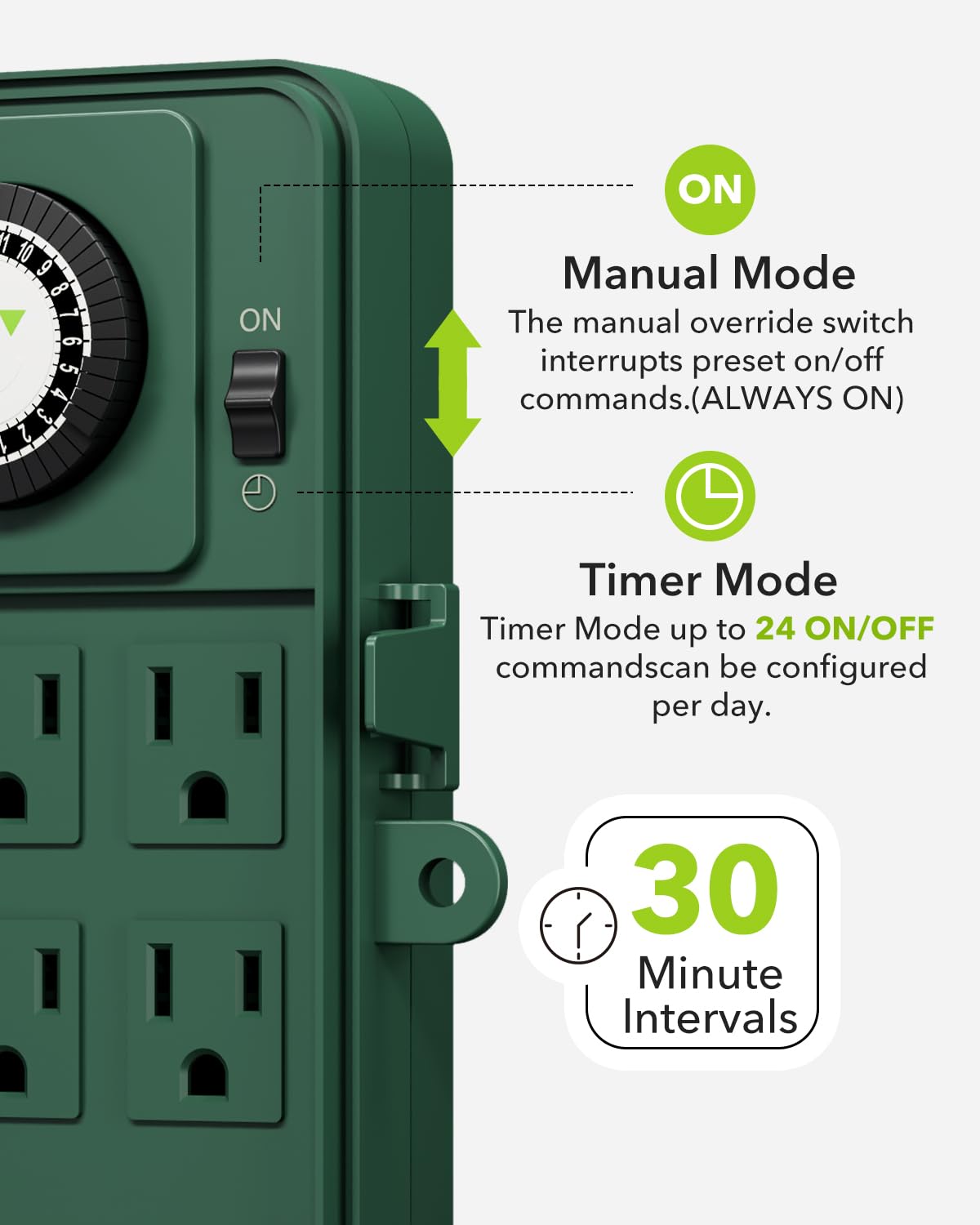 BN-LINK Outdoor Power Stake Timer, 24-Hour Mechanical Timer, 6 Outlets