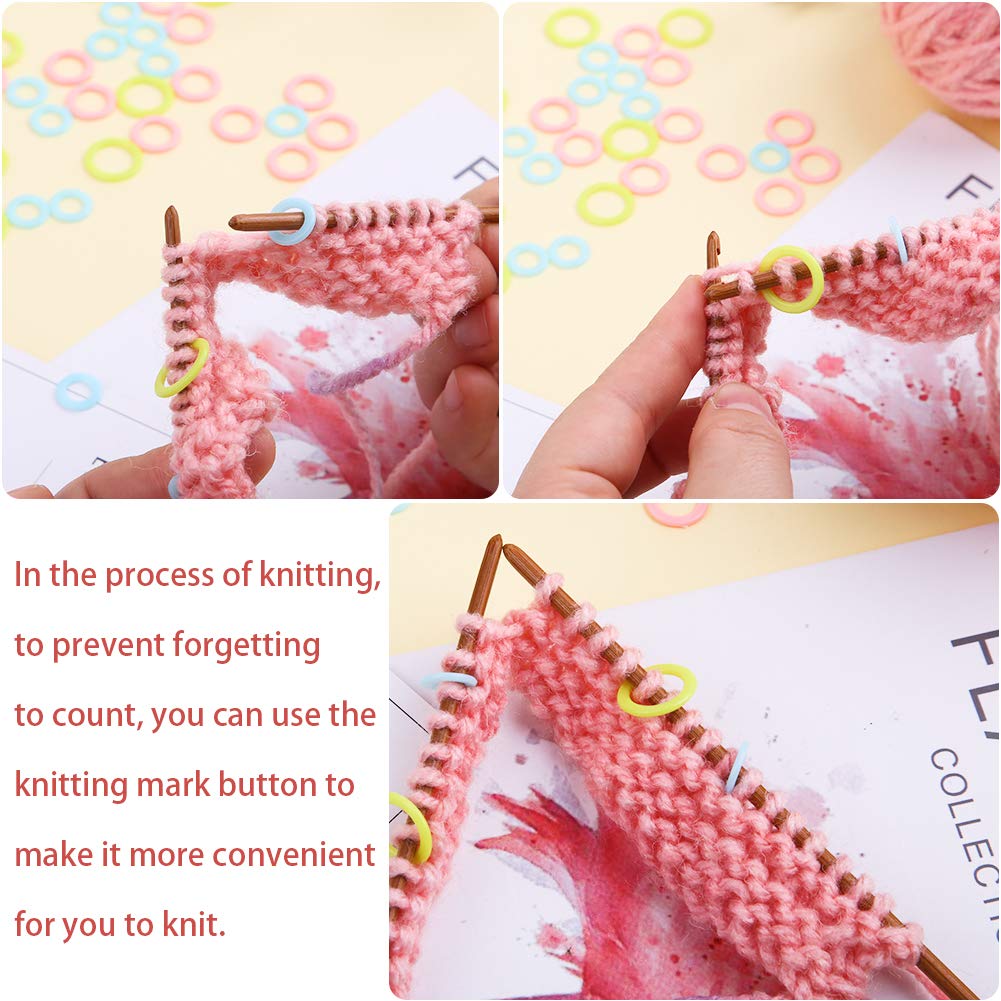 LUNARM 180 Pieces Knit Knitting Random Colored Stitch Markers Rings(S/M/L), Crochet Locking Stitch Markers Knitting Stitch Counter Needle Clip with Storage Box